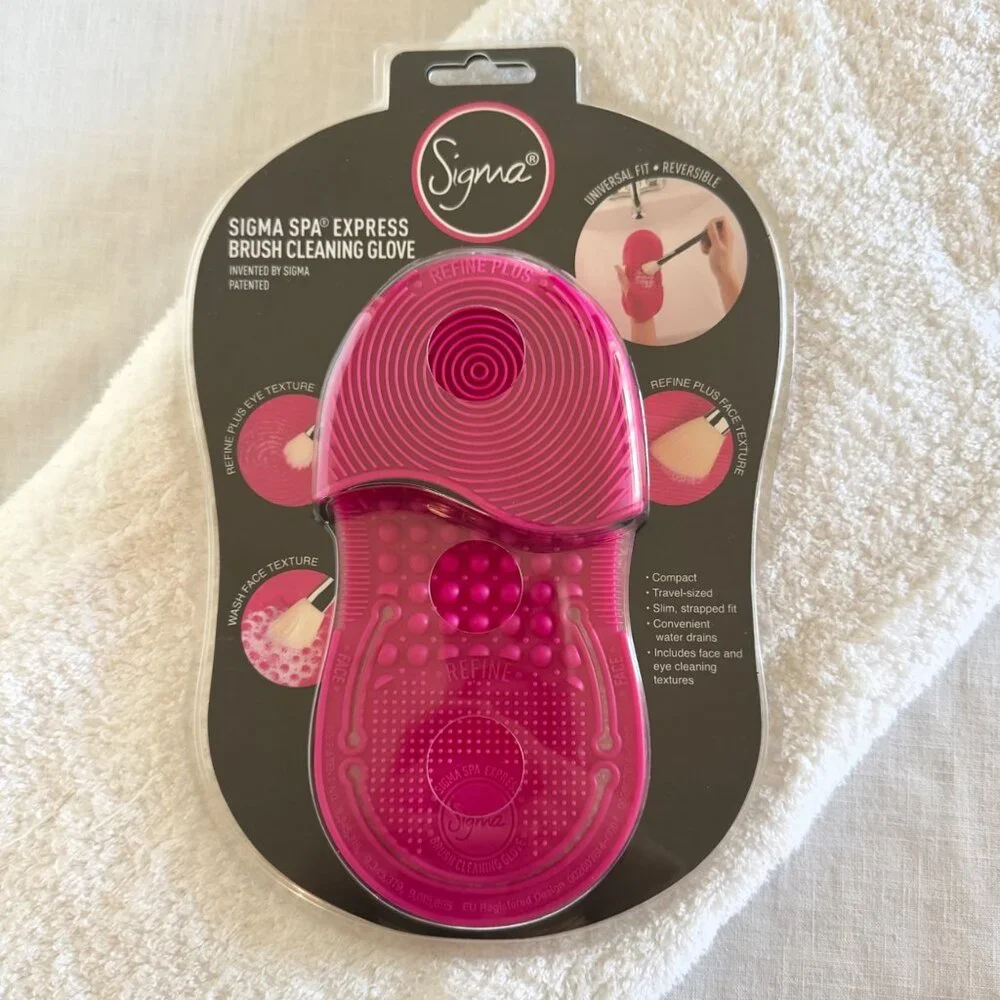 Sigma Spa Express Brush Cleaning Glove Pink Makeup Brush Cleaner Tool